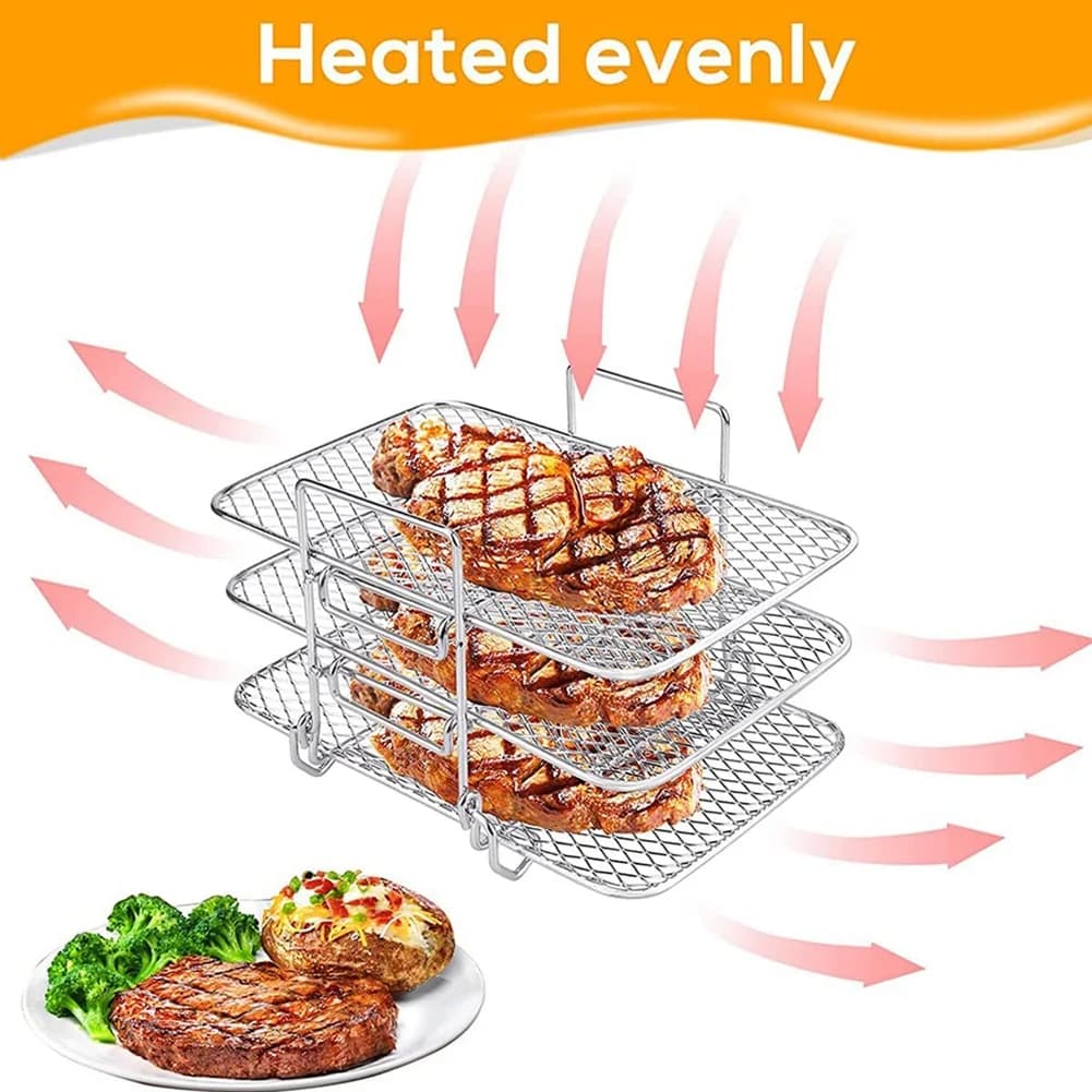 【HIGH GRADE】1 Set Air Fryer Rack Air Fryer Accessories Compatible For Ninja Foodi Dual Air Fryer Stand Rack 3-Layer Dehydrator