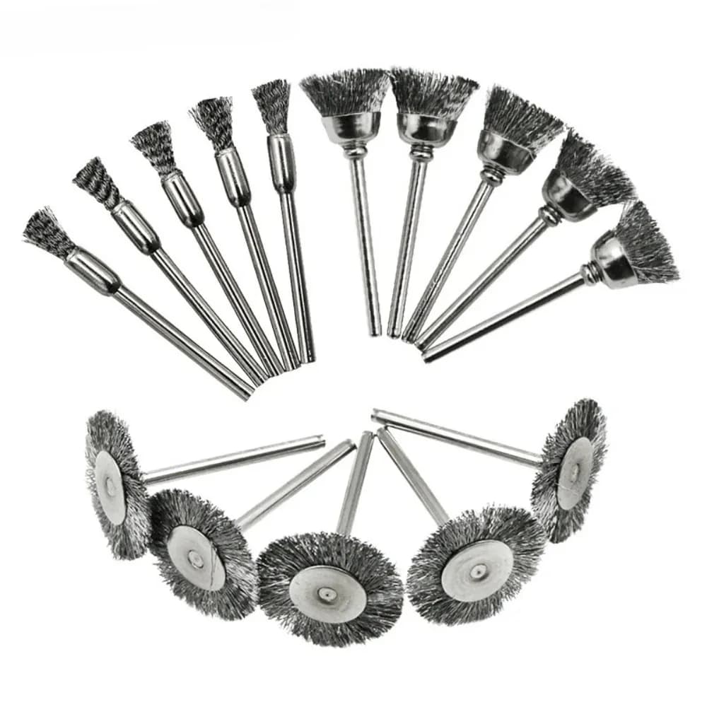 Wire Wheel Cup Brush Set Drill Polishing Tools 3mm Shank for Power Die Grinder Rotary Electric Abrasive Tool