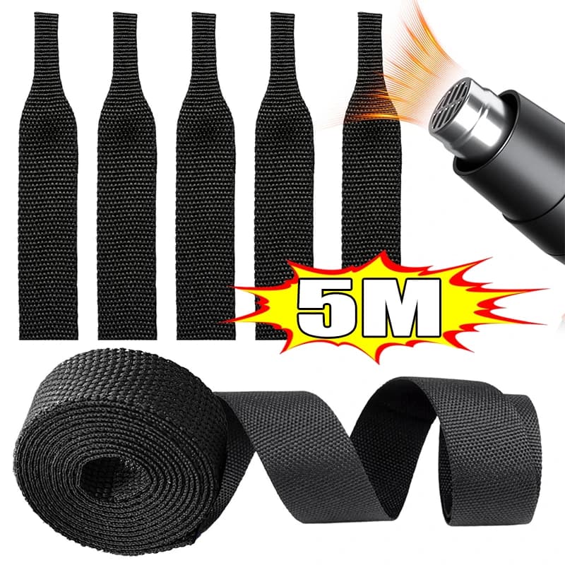 Guaina isolante per cavi auto, ignifuga, protezione per avvolgimento cavi, guaina termorestringente nera intrecciata, organizer per cavi, 1/5 pezzi