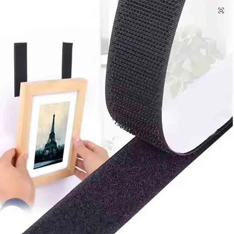 Nastro di fissaggio autoadesivo con gancio e anello da 5 m Adesivo in nylon Nastro con gancio rimovibile bianco nero Accessori artigianali fai da te 2 cm di larghezza