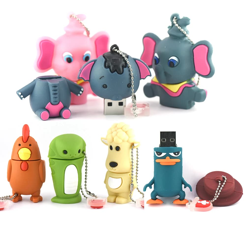Chiavetta usb cartoon cobra 128GB cute little yellow chicken 4GB animal pendrive Elephant 8GB 32GB U disk 64GB memory stick