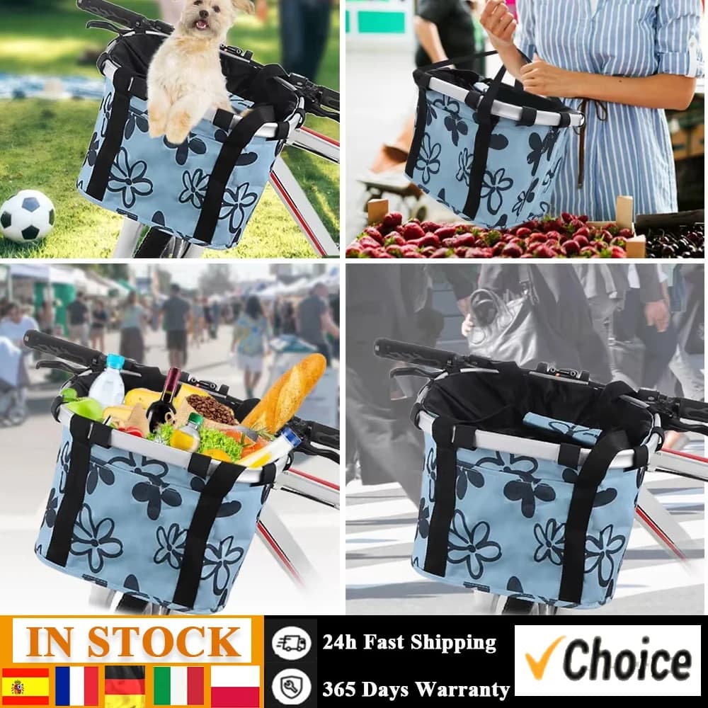 Bike Basket Collapsible Handlebar Basket Quick-release Cycle Pet Dog Cat Carrier Bag Cycle Handlebar Basket Bike Basket