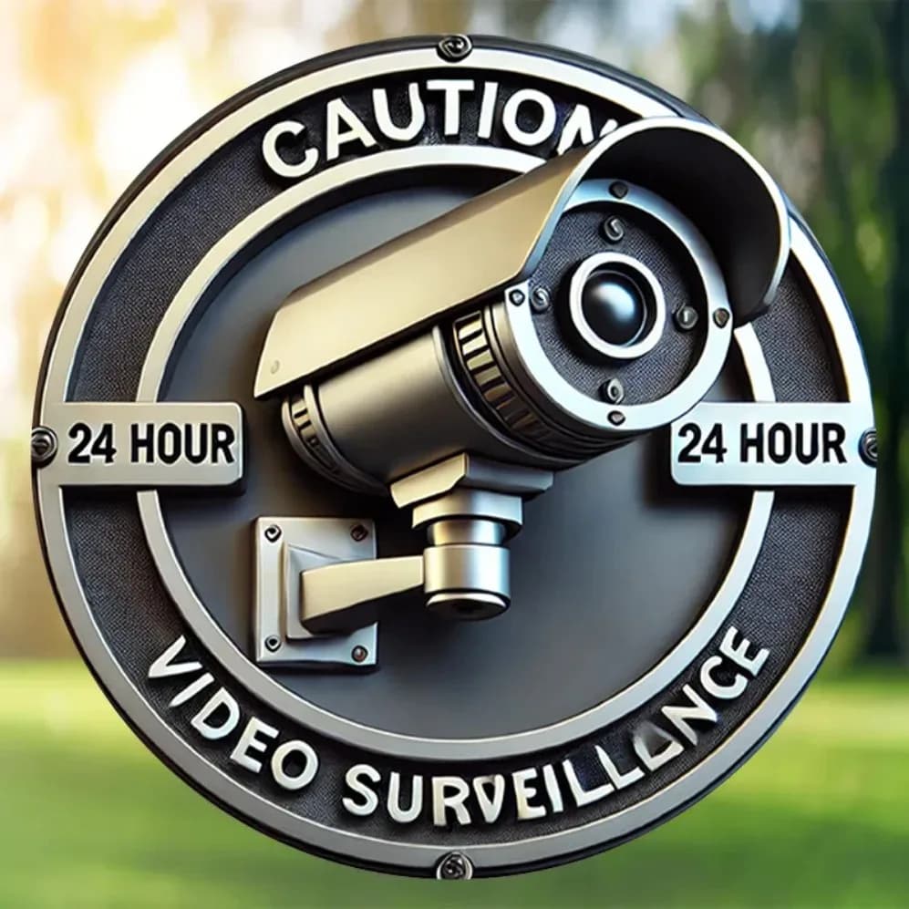 2D Hour Security Camera Metal Sign , Durable Iron Indoor Decor for Home- Modern Retro Style, 2D Flat, Perfect for Room Decor
