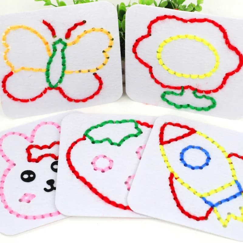 Fine Motor Threading Boards for Kids Non-woven Fabric Lacing Sewing Material Kits Children Sensory Learning Calm Down Busy Toys