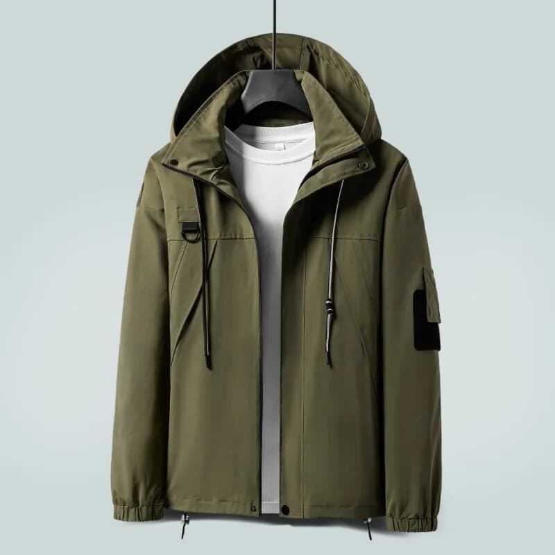 Spring Autumn Windproof Waterproof Jackets Men Loose Hooded Outerwear Solid Color Fashion Couple Windbreaker Casual Jacket Coats