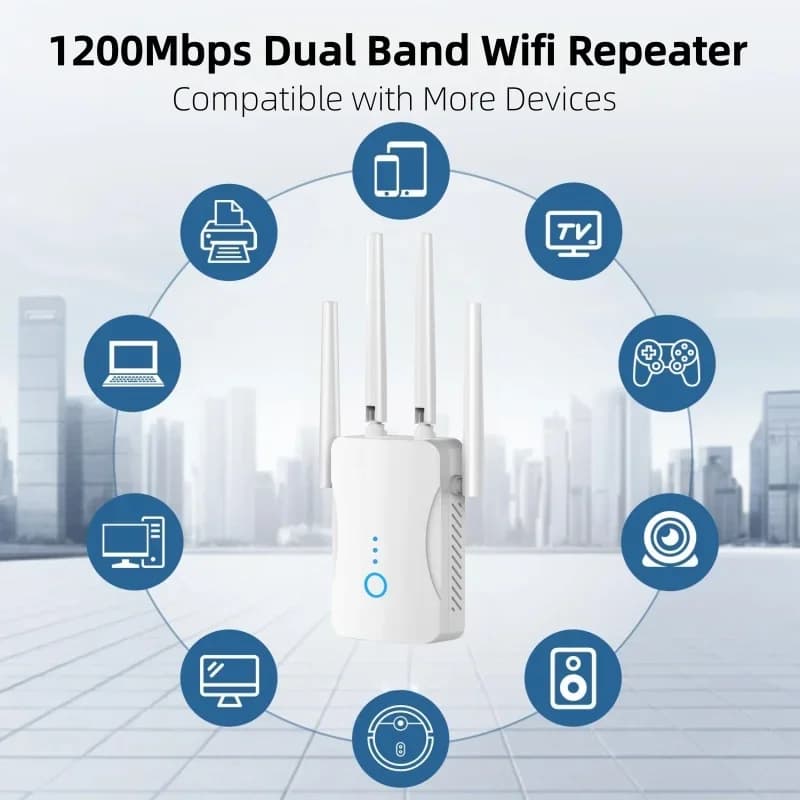 Ripetitore WiFi wireless AC1200 Booster 2.4G/5GHz Amplificatore di segnale Wi-Fi Extender Router Ripetitore WiFi Wlan di rete