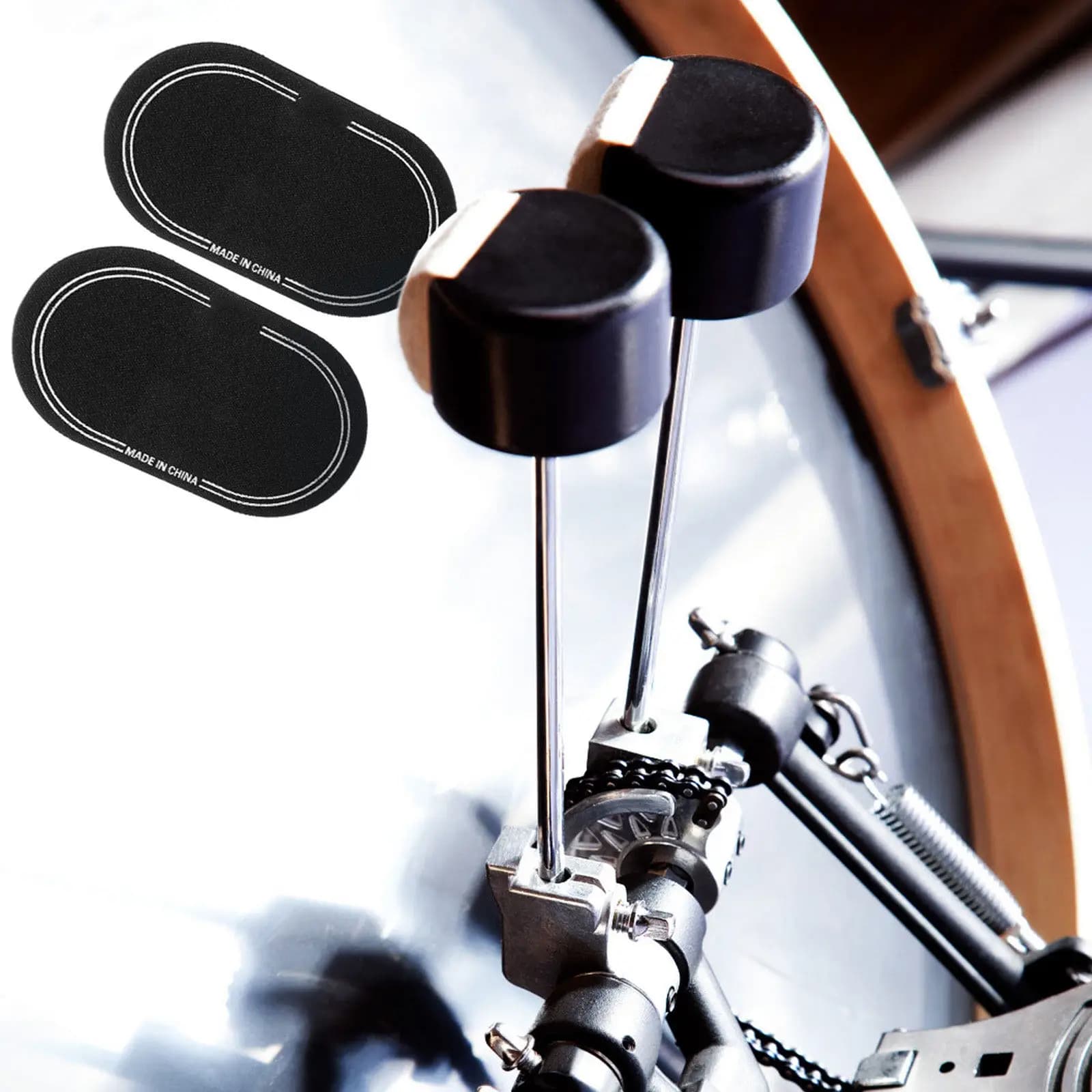 2 Pezzi Adesivi Protettivi per Pelli di Batteria, Patch Trasparenti per Doppio Pedale