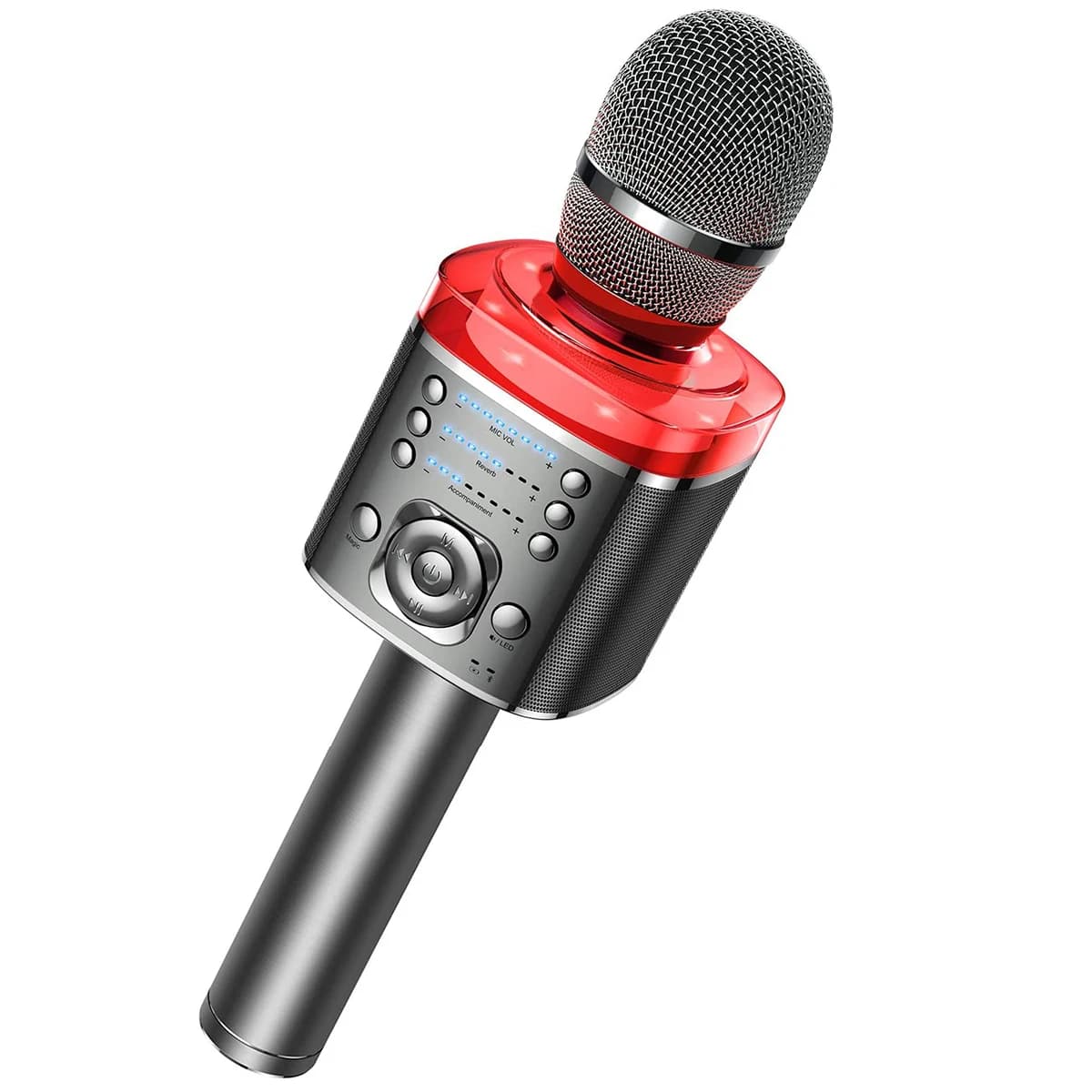 Microfono Karaoke Microfono wireless Bluetooth con suono magico Macchina da canto portatile con luce a LED per feste KTV domestiche Regalo per adulti/bambini