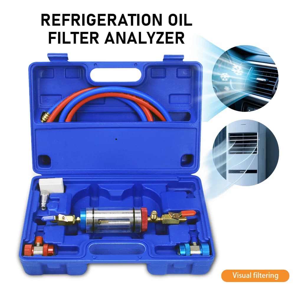Analizzatore di Filtrazione Olio per Condizionatori e Refrigerazione, Strumento per Sostituzione Olio Refrigerante Auto, Rilevatore di Purezza, Purificatore