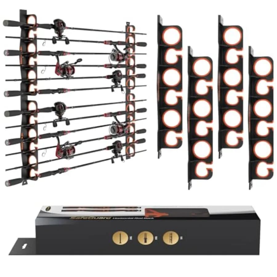 SafeGuard Fishing Rod Holder for Garage, Wall or Ceiling Mounted Fishing Rod Rack Storage Organizer, Fishing Pole Holder Holds