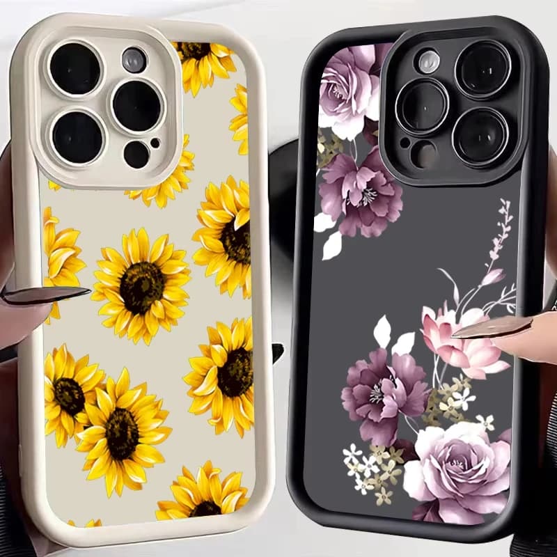 Custodia per telefono fiore viola per iPhone 14 15 16PLUS 11 12 13PROMAX 17AIR Cover fiore antiurto