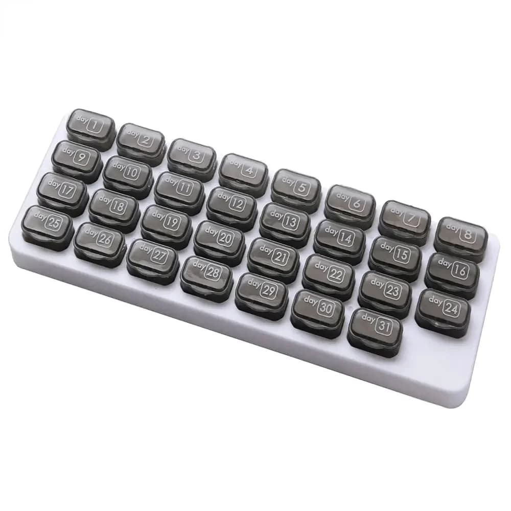 Pills for 31 Days, Portable Case for Medicine, Vitamins, Fish Oil, Supplements