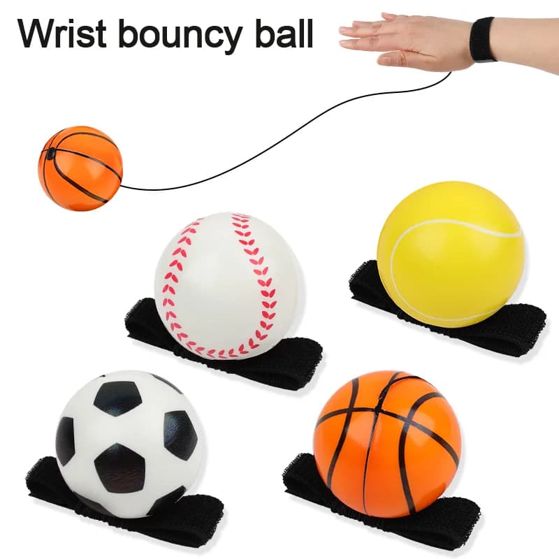 Cinturino da Polso con Palla Rimbalzante in PU per Basket/Calcio/Tennis/Baseball, Cinturino Regolabile per Giochi Sportivi all'Aperto per Bambini