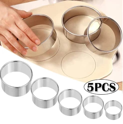 5PCS Stainless Steel Round Biscuit Gnocco Leather Cutting Mold FAI Biscuit From The Pastry Cake Tools Kitchen Cooking Gadgets
