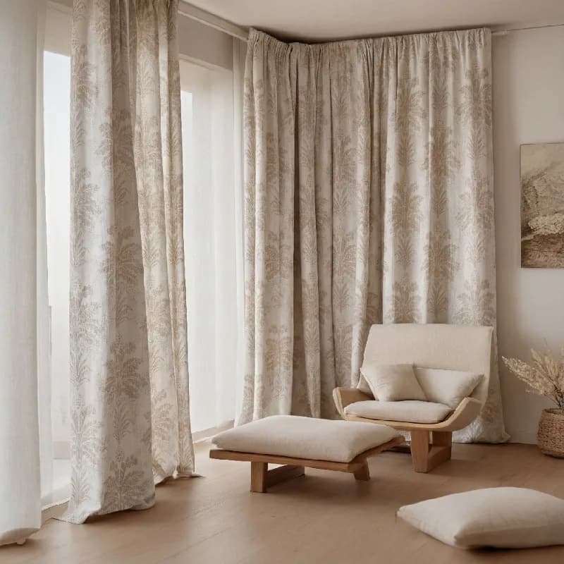 Tende in Cotone e Lino Stile Crema, Tende in Tulle di Lino per Soggiorno, Sala da Pranzo, Camera da Letto, Tende di Lusso su Misura per Decorazione