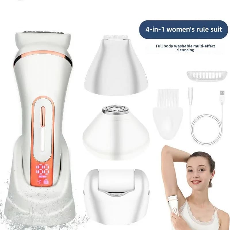 Women's Multifunctional Razor 4in1 Hair Remover With Foot Grinder USB Waterproof Razor Hair Removal Kit for Legs Bikini Underarm