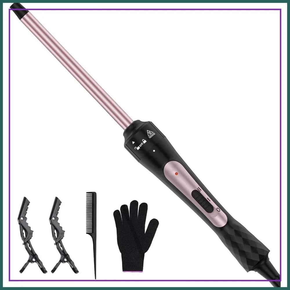 Ferro arricciacapelli in ceramica da 3/8 di pollice per tutti i tipi di capelli, riscaldamento istantaneo con 2 temperature, regalo ideale per i viaggi