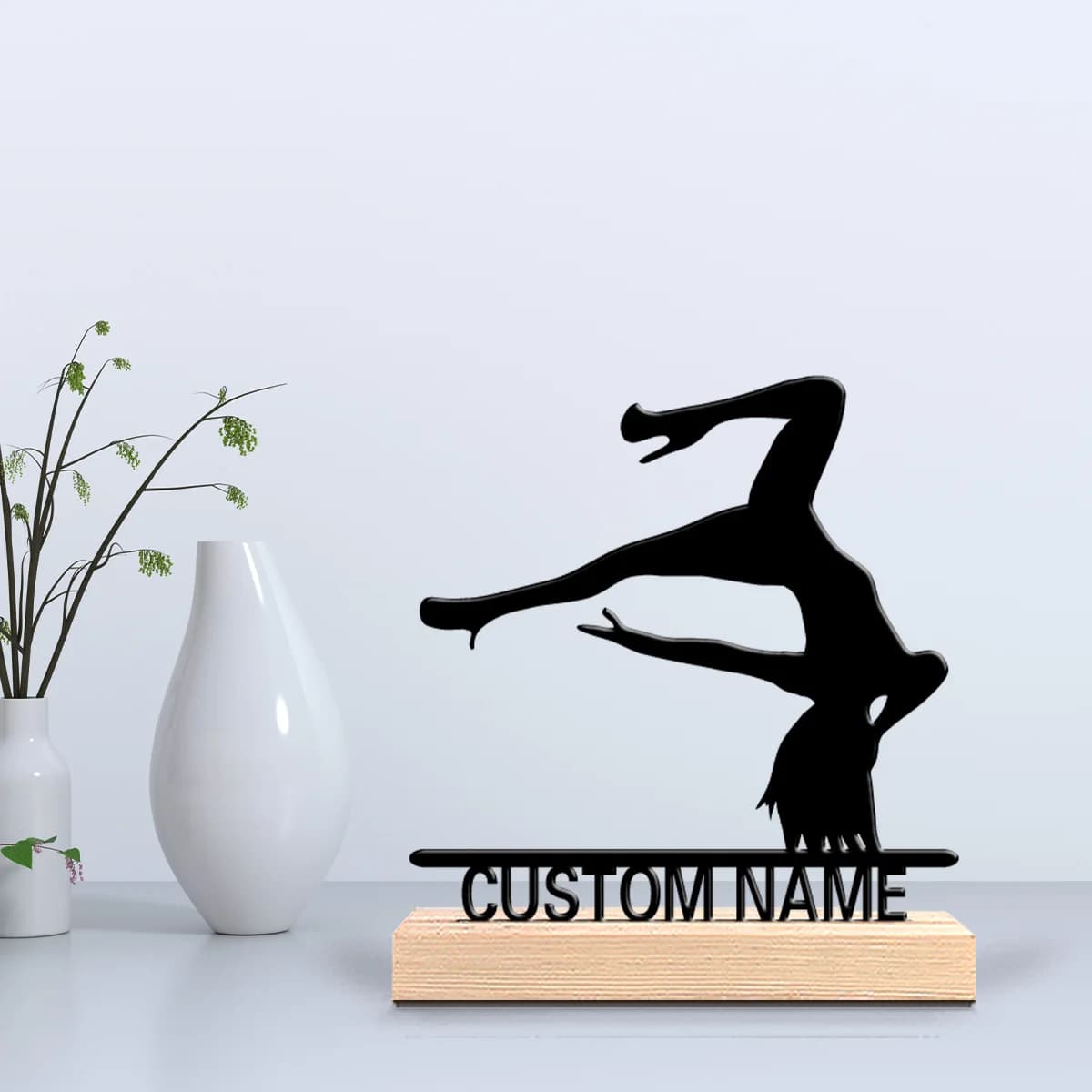 Statua in Metallo Personalizzata di Ballerina, Arte in Metallo con Base in Legno, Decorazione da Tavolo, Regalo per Appassionati di Danza