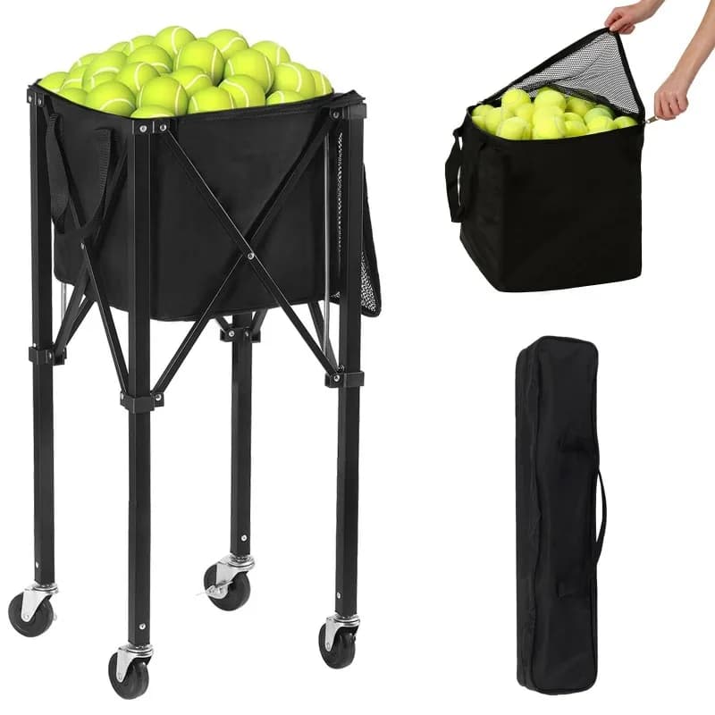 Telaio pieghevole per la raccolta delle palline da tennis, carrello in ferro portatile per lo spostamento, attrezzatura speciale per il tennis