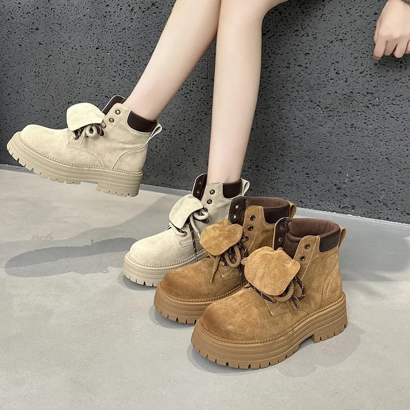 Scarpe per le donne Moda Retro Utensili Scarpe Casual Comfort Stivali da donna alti con risvolto Stivali corti in rabarbarbaro Zapatillas De Mujer