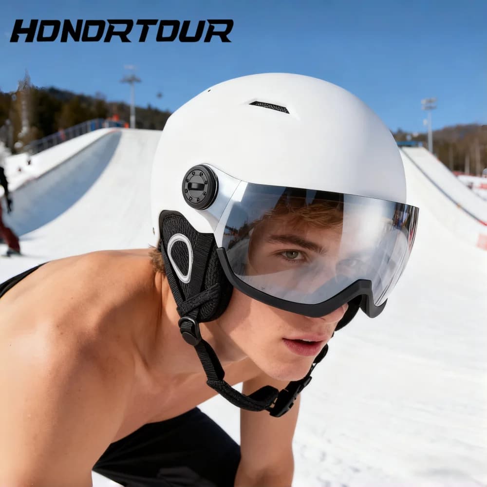 Occhiali da sci professionali Horntour Casco da sci integrato per uomo e donna Casco da snowboard e sci alpino caldo e traspirante
