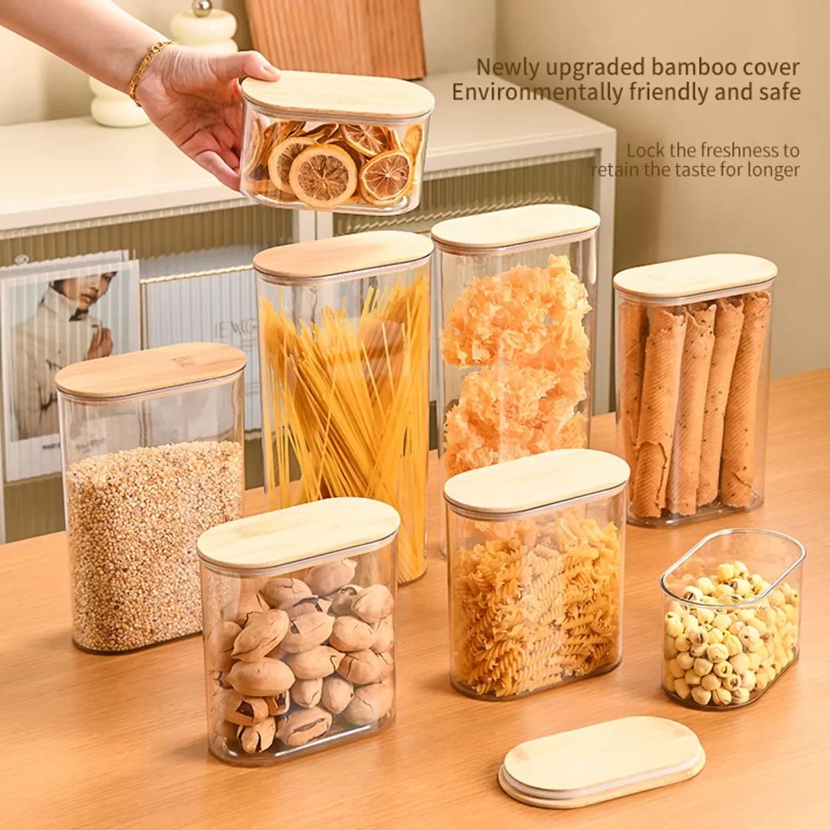 Contenitori per Alimenti con Coperchi, Barattoli Trasparenti per Dispensa, Bar Caffè, Contenitori Ermetici per Organizzare Pasta, Zucchero, Chicchi di Caffè