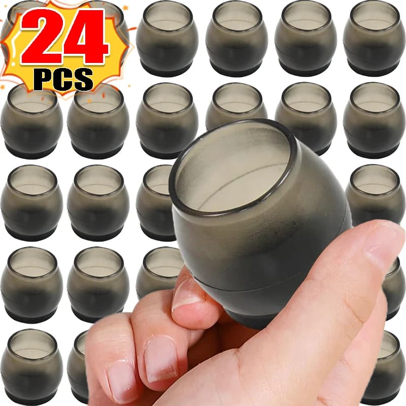 4-24 pezzi Tappi per gambe di sedie Cuscinetti protettivi per mobili in silicone Manicotto Nero Trasparente Tappi per tavoli Copertura Resistente all'usura Ridurre il rumore