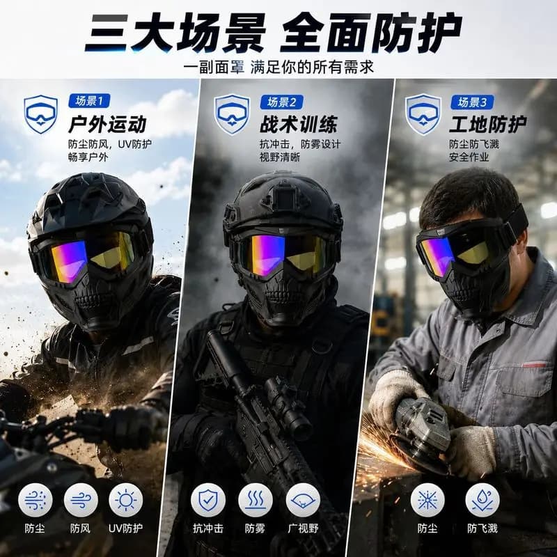 Protective Face Shield Cycling Windproof Goggles Mask Motorcycle Harley Ski Outdoor Rider Equipment