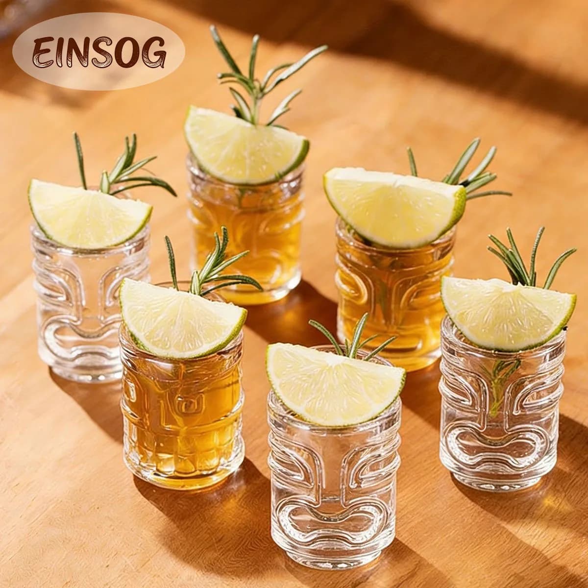 Bicchieri da shot da 6 pezzi con tre tazze Tiki totem con maschera diversa per accessori da bar per cocktail di liquori per caffè espresso freddo