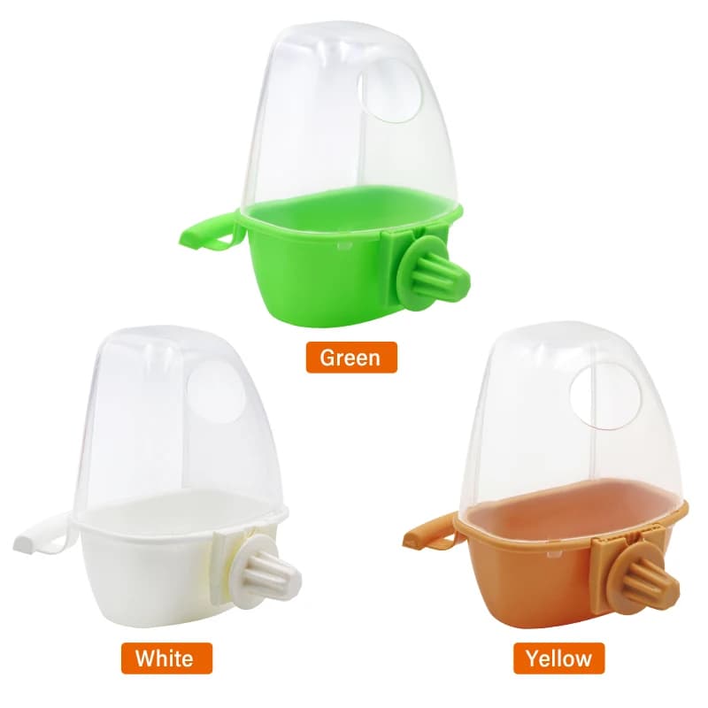 Mangiatoia per uccelli per gabbia Ciotola sospesa Tazze Scatola mangiatoia per parrocchetti Gabbia per animali Contenitore per alimenti in plastica Accessori facili da installare 1/2 pezzi