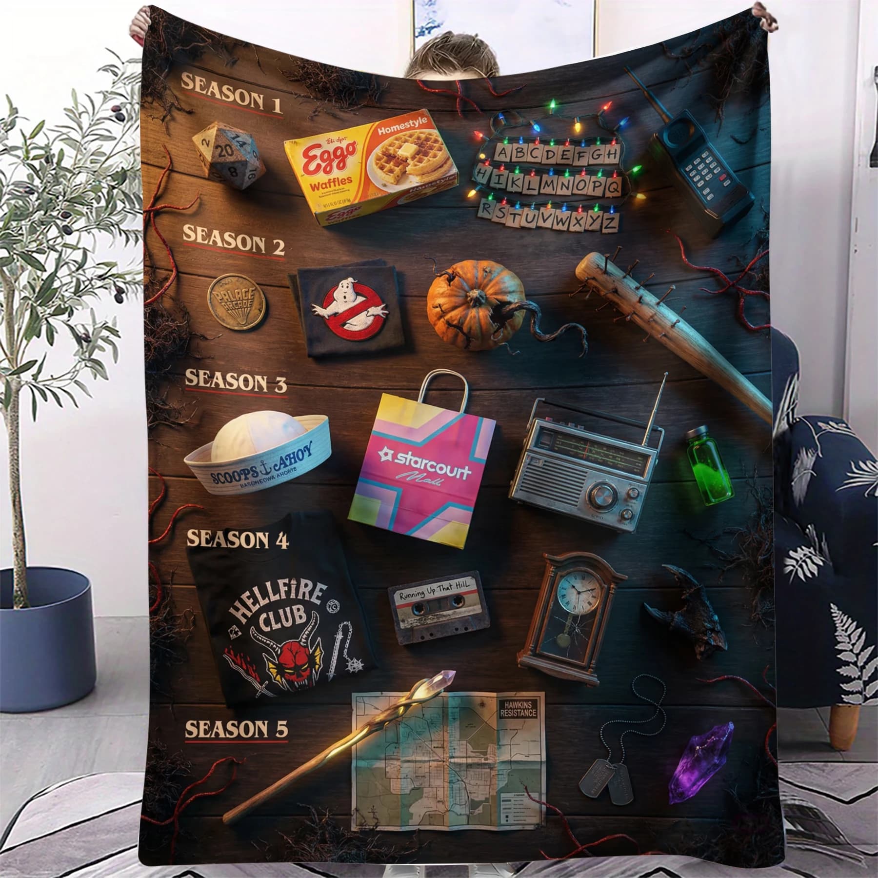 Stranger Things Seasons 1-5 Coperta da collezione in flanella Divano letto Decorazione calda Regalo per fan per collezionisti della serie Nuovo arrivo
