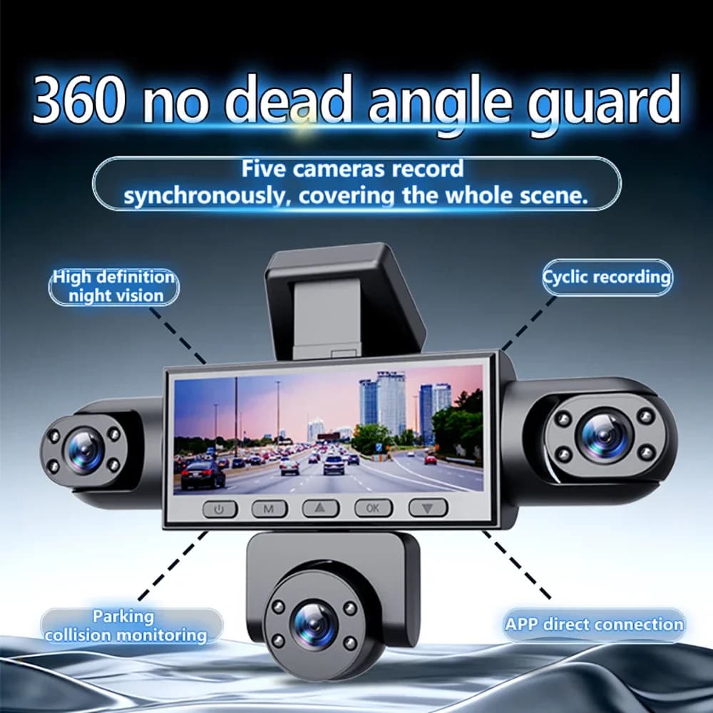 2026NEW 4/5Camera Car DVR 1080P Video Recorder 360 Degrees WIFI Dash Cam Front right left inside With Rear View camera