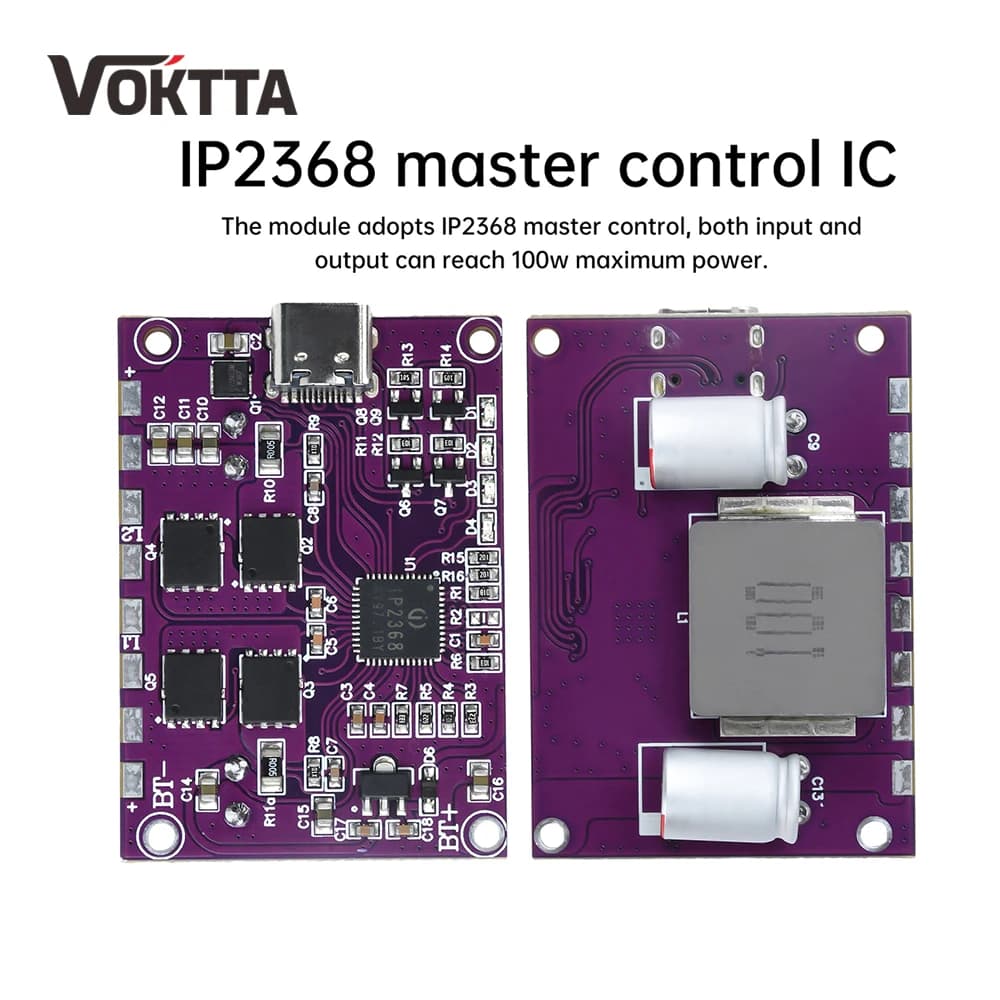 High Power 3S 12.6 V Power Bank Kit Fast charging module Buck-Boost 100 W Type C Interface