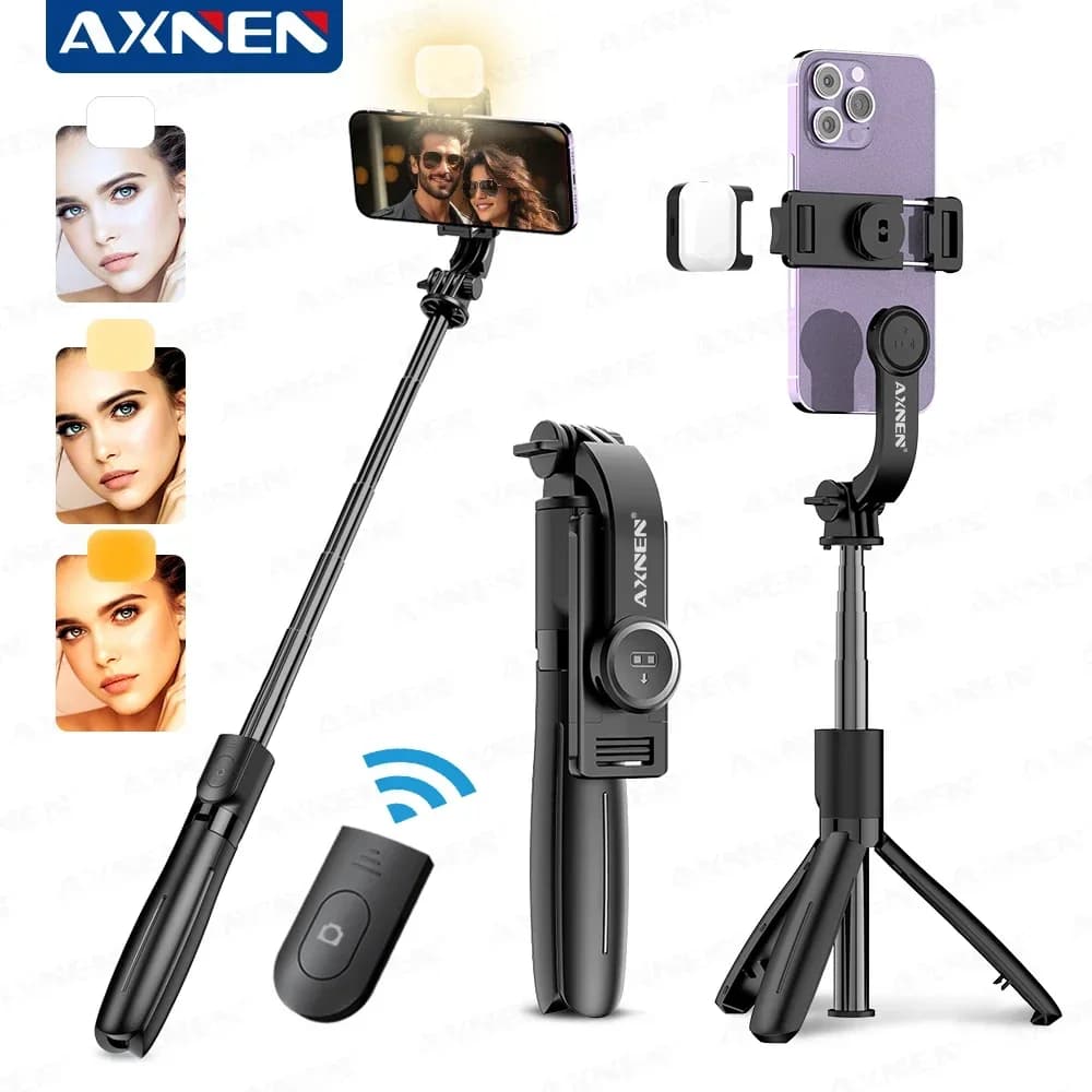 Cellphone Holder Selfie Stick Tripod Extendable 25.98" with Bluetooth Remote Control for Android iphone Smartphone Shooting Vlog