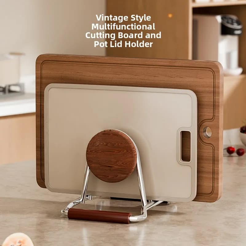 Organizzatore da Cucina in Acciaio Inox per Taglieri, Coperchi e Utensili con Scolapiatti Integrato