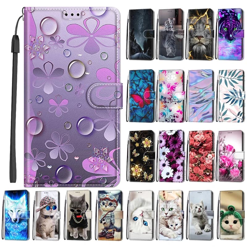 Custodia Flip con motivo floreale per OPPO A74 4G 6.43 " CHP2219 Custodie per telefoni in pelle con supporto Copertina per libro per OPPO A74 5G 6.5" CPH2197