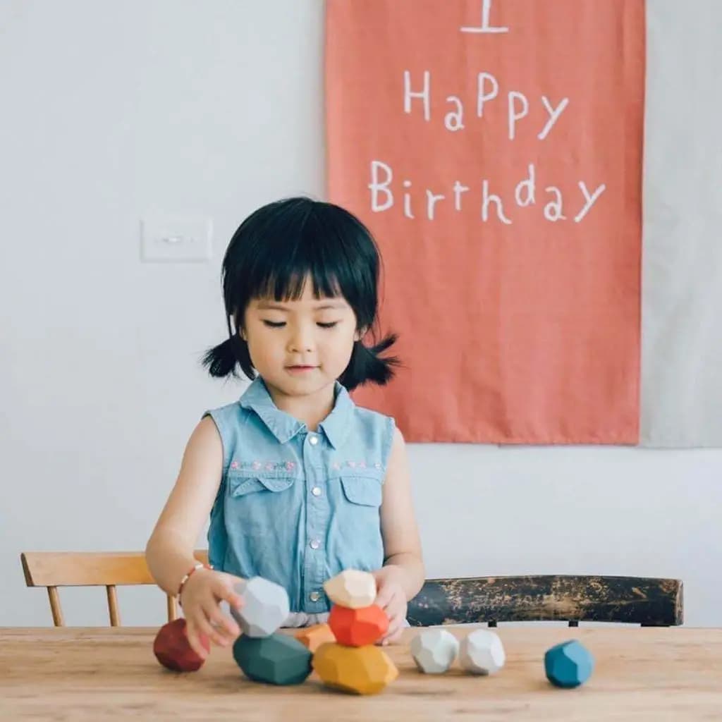 wooden building Stacking Stones Blocks Kids Educational Developmental Early Math