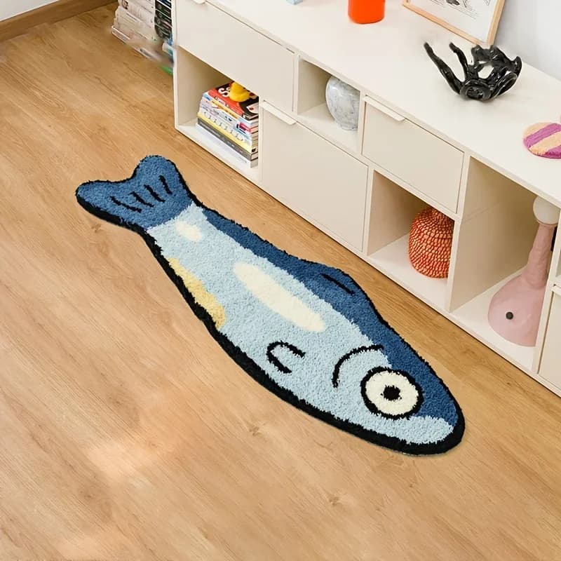 VIKAMA Cute long carpet salted fish 40x120 cm, living room mat, baby bedroom blanket, home decoration
