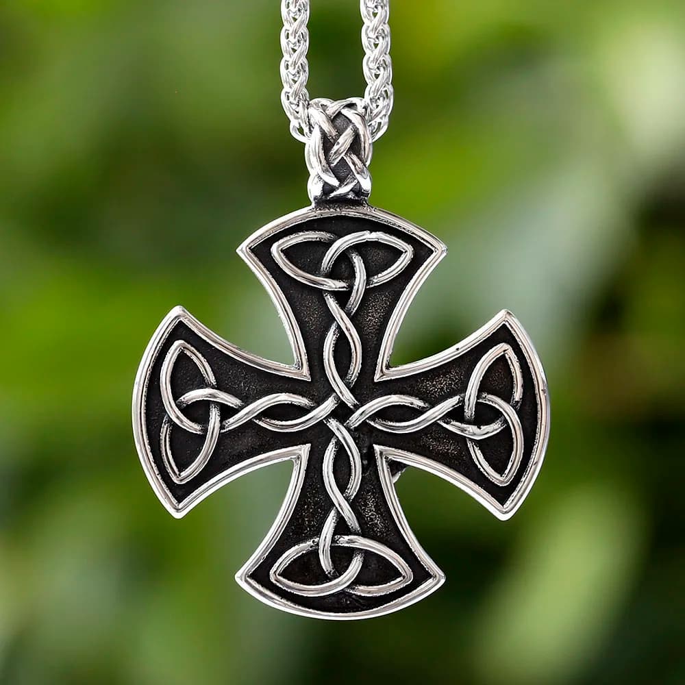 Gioielli da uomo collana con croce celtica in acciaio al titanio ciondolo catena Vintage per collana da uomo collare per gioielli in acciaio inossidabile Hombre