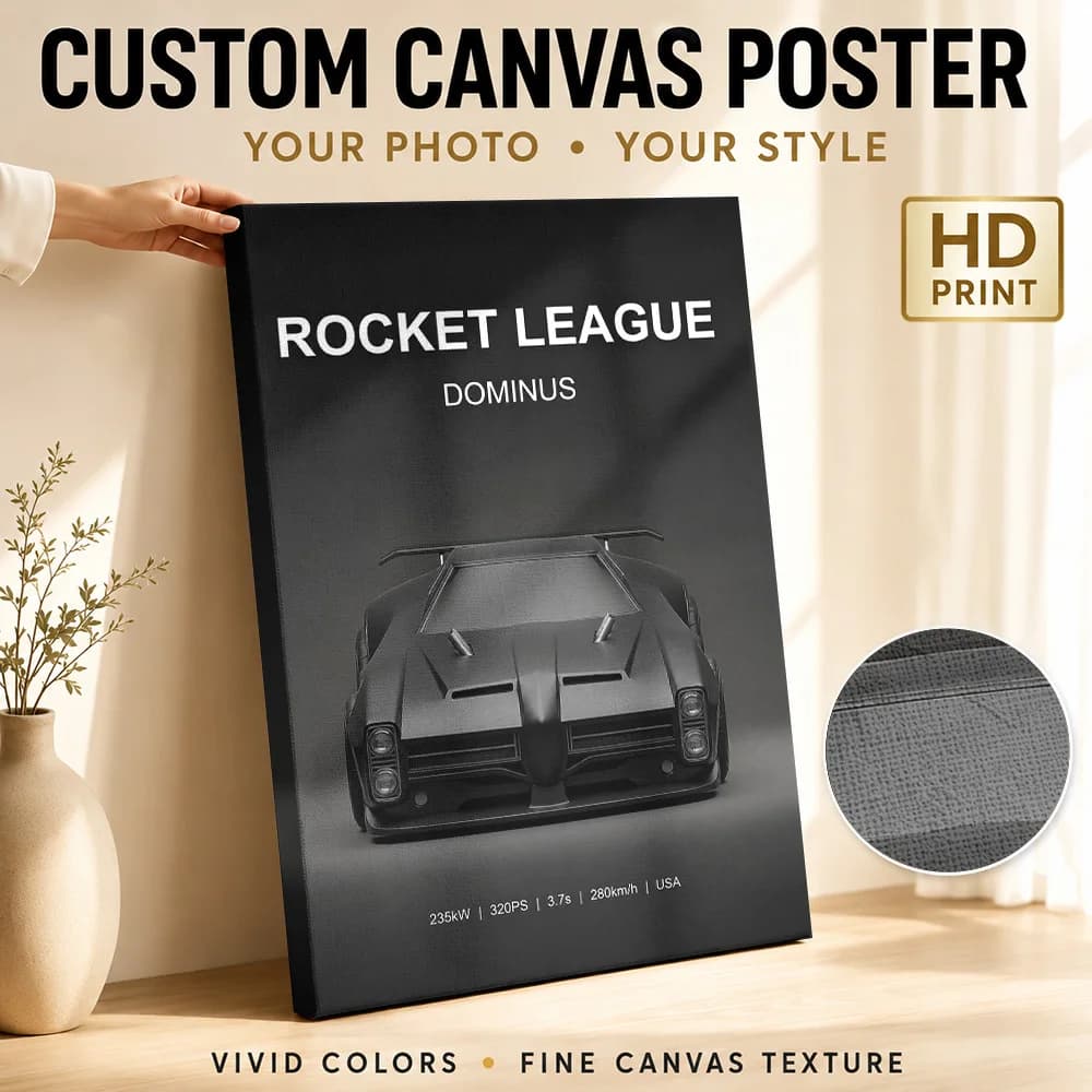 Minimalist Black Rocket League Dominus Car Framed Canvas Poster Customized Photo Digital Style Canvas Wall Art Game Room Decor