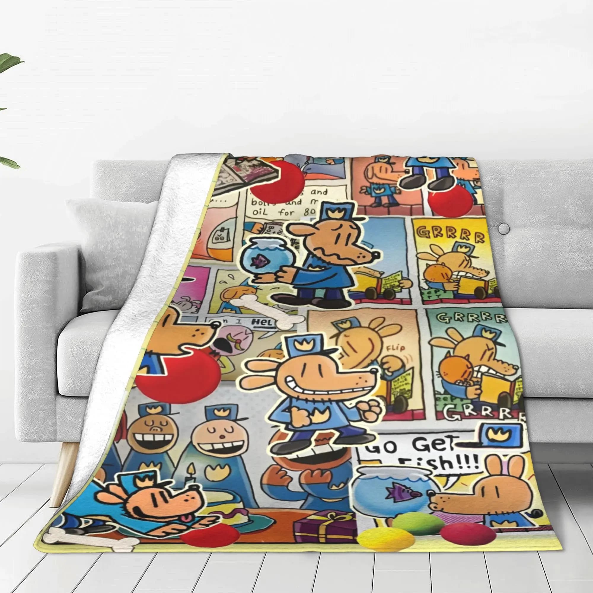 Dog Man Dogman Movie Comic Coperte Cartoon Fleece Fantastiche coperte traspiranti per la copertura della sedia Divano Tessile Decor