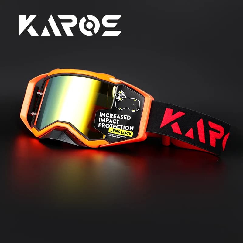 Occhiali da motocross Karos UV400, antivento, per moto, con ampia visione, per sport fuoristrada, enduro, MTB, ATV, MX, compatibili con caschi.