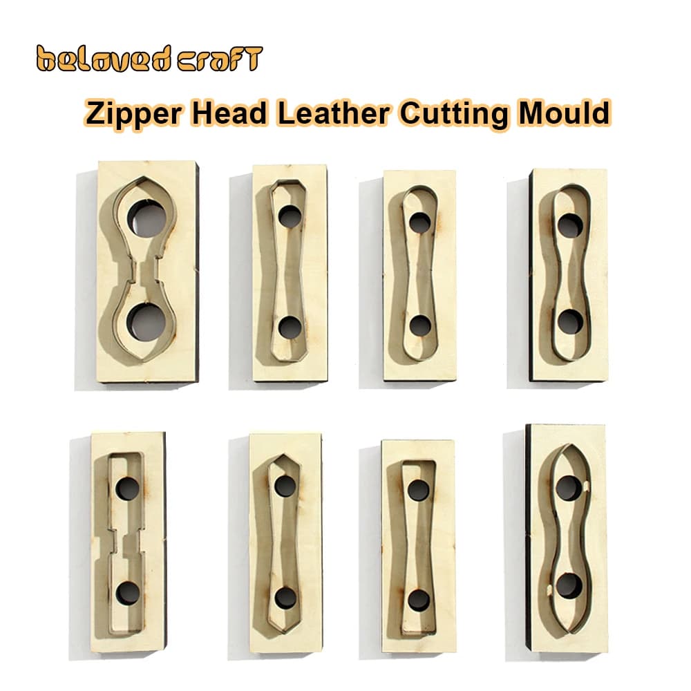 BelovedCraft Zipper Head Leather Cutting Mould Leather Tool Bag Chain Template DIY Wooden Punching Stencil Bag Strap Cutting Die