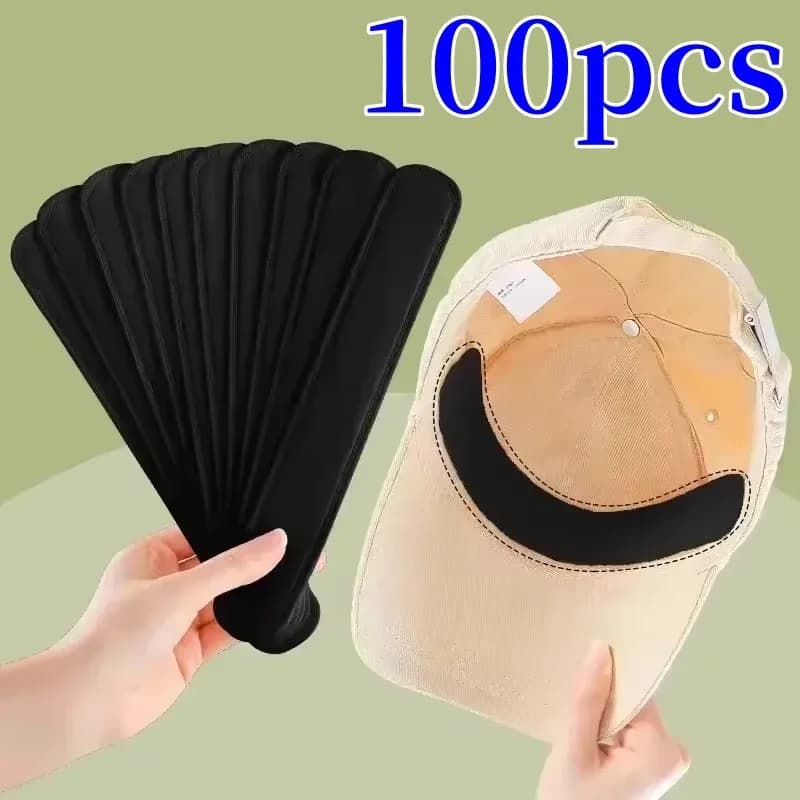 100/50/10PCS Cappello Assorbitore di Sudore Adesivi Berretto Estivo Fodera Fasce Visiera Cappelli Riduttore di Dimensioni Adesivo Assorbente Del Sudore Pad
