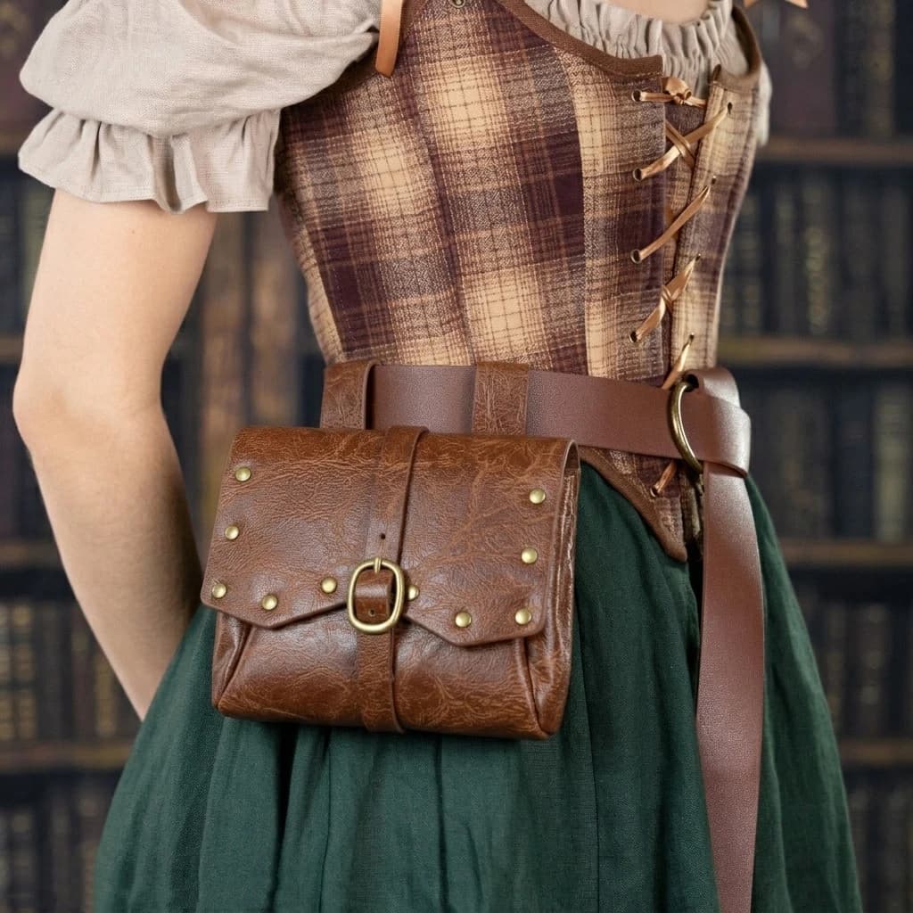Medieval Viking Leather Pouch Bag Steampunk Vintage Wallet Fanny Pack Men Women Renaissance Costume Accessories Cosplay Props