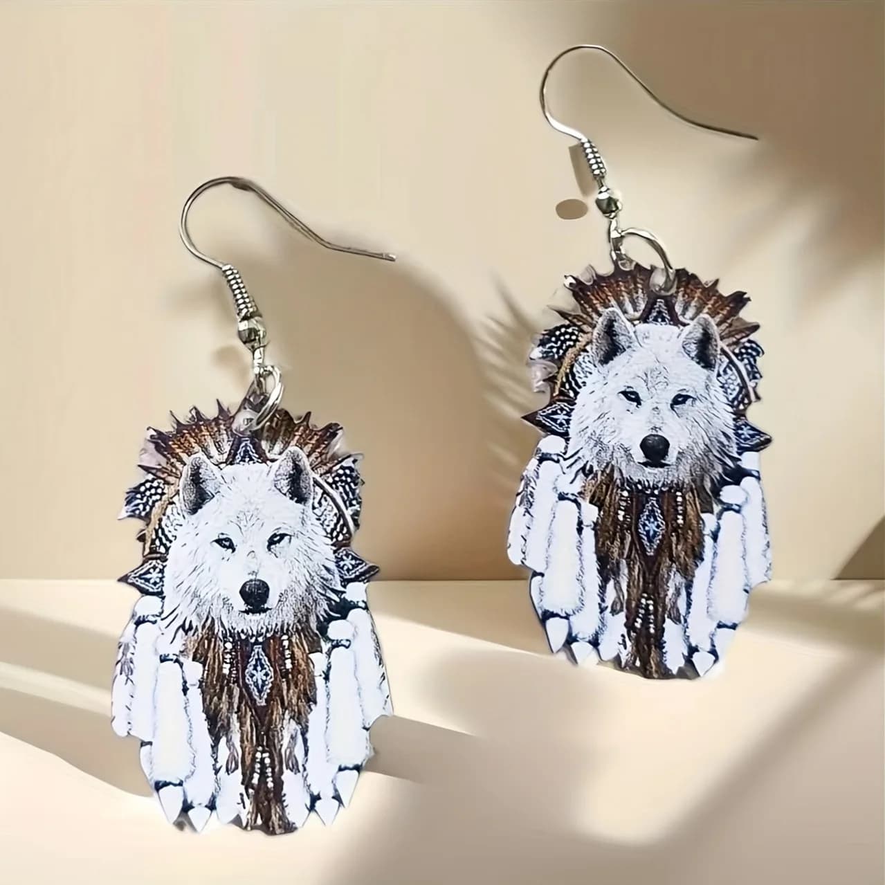 Nuovi Accessori per Orecchie a Forma di Lupo Bianco 2D in Acrilico, Stile Retrò Elegante, Tema Halloween, Modello Re Lupo