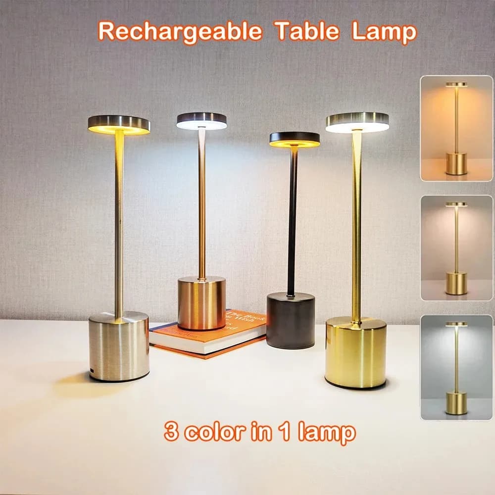 Wireless LED Table Lamps with Touch Control, Rechargeable Desk Lamp, 3 Adjustable Colors, Creative Ambient Light for Bedside Table, Decorative Lighting for Bars and Rooms