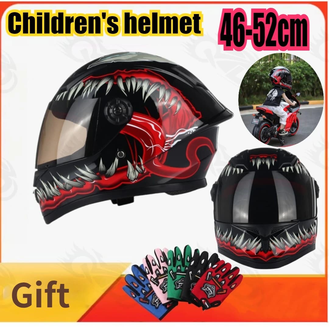 Nuovo Casco Integrale per Bambini con Raffreddamento, Certificato per Tutte le Stagioni, con Guanti Inclusi