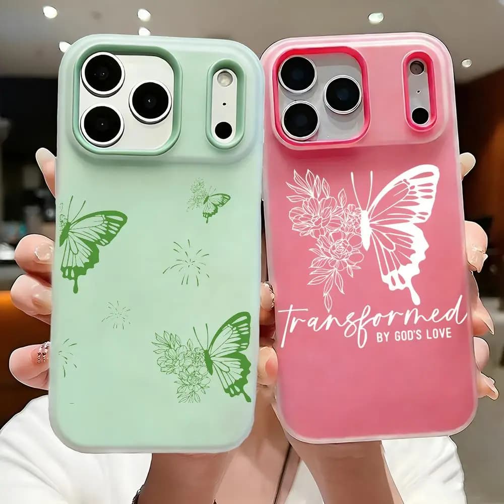 Custodia per telefono sottile trasparente con motivo a farfalla, in TPU morbido anti-ingiallimento e antiurto, per iPhone 17-12