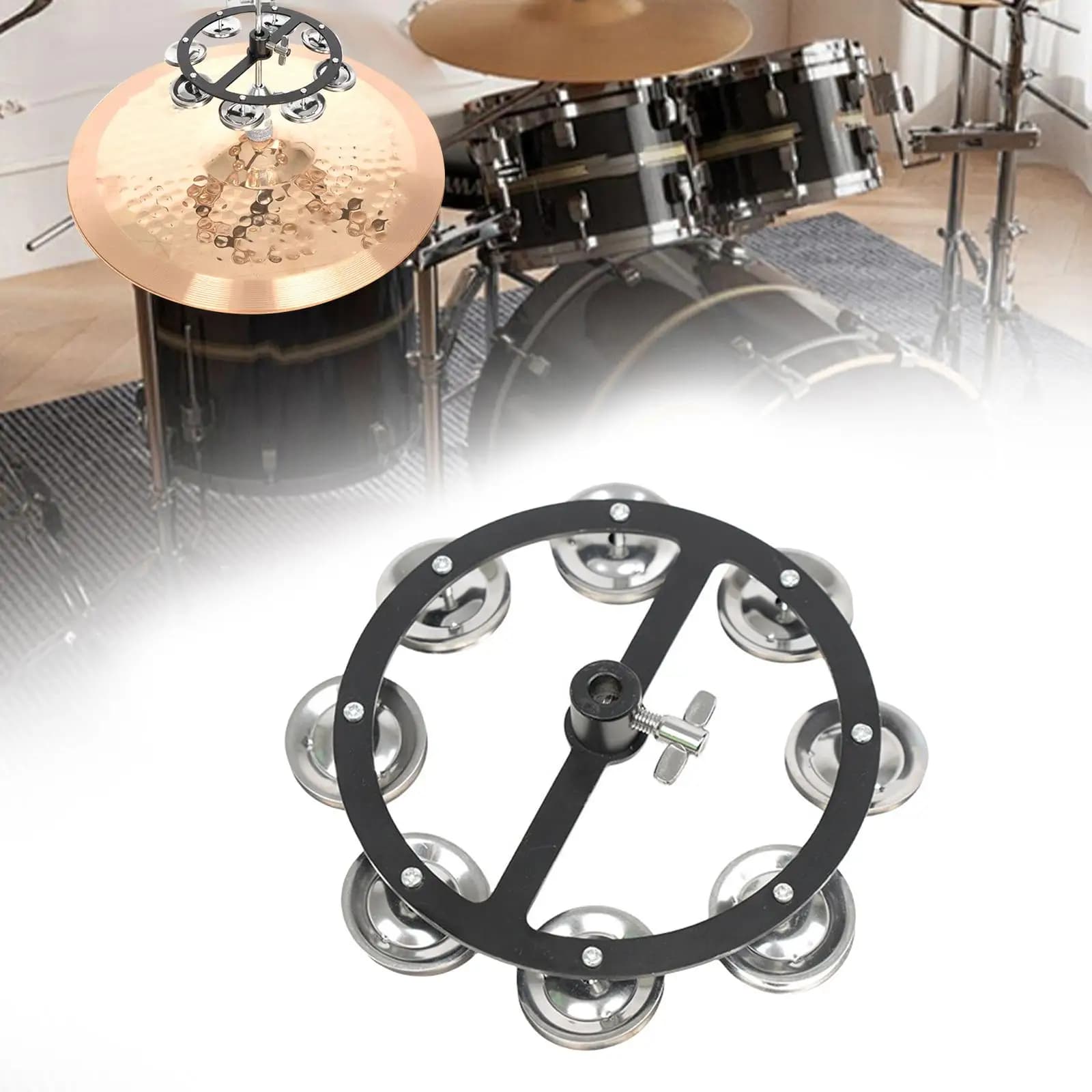 Tamburello Hi-Hat in Acciaio Inossidabile, Accessorio Leggero per Batteria, Percussioni Professionali per Concerti Jazz e Danza